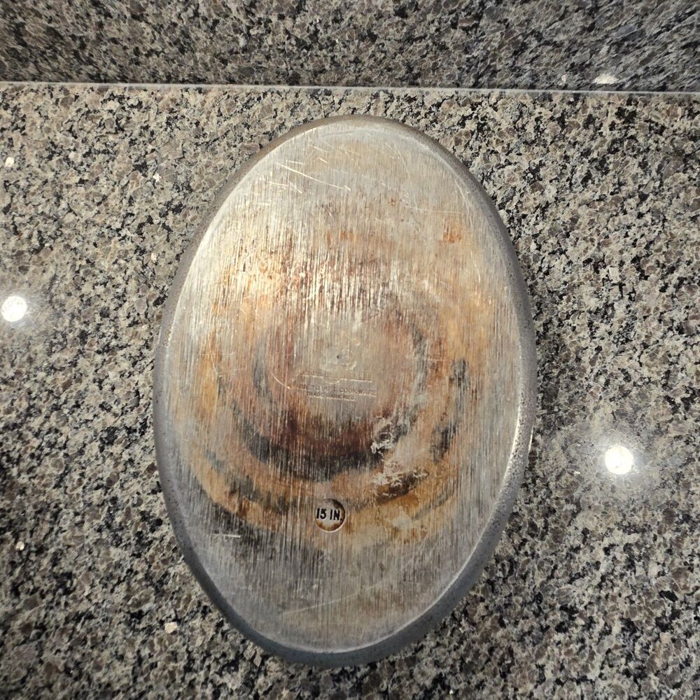 VTG Hammered Club Aluminum Hammercraft Cookware Oval Roaster Dutch Oven 16x10” - Picture 7 of 13